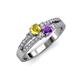 3 - Zaira Yellow Sapphire and Amethyst with Side Diamonds Split Shank Ring 