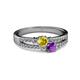 2 - Zaira Yellow Sapphire and Amethyst with Side Diamonds Split Shank Ring 