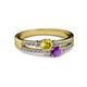 2 - Zaira Yellow Sapphire and Amethyst with Side Diamonds Split Shank Ring 