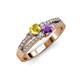 3 - Zaira Yellow Sapphire and Amethyst with Side Diamonds Split Shank Ring 