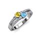 3 - Zaira Yellow Sapphire and Blue Topaz with Side Diamonds Split Shank Ring 