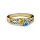 2 - Zaira Yellow Sapphire and Blue Topaz with Side Diamonds Split Shank Ring 