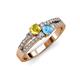 3 - Zaira Yellow Sapphire and Blue Topaz with Side Diamonds Split Shank Ring 