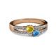 2 - Zaira Yellow Sapphire and Blue Topaz with Side Diamonds Split Shank Ring 