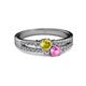 2 - Zaira Yellow and Pink Sapphire with Side Diamonds Split Shank Ring 
