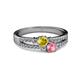 2 - Zaira Yellow Sapphire and Pink Tourmaline with Side Diamonds Split Shank Ring 