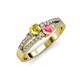 3 - Zaira Yellow Sapphire and Pink Tourmaline with Side Diamonds Split Shank Ring 