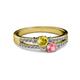 2 - Zaira Yellow Sapphire and Pink Tourmaline with Side Diamonds Split Shank Ring 