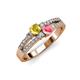 3 - Zaira Yellow Sapphire and Pink Tourmaline with Side Diamonds Split Shank Ring 