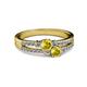 2 - Zaira Yellow Sapphire with Side Diamonds Split Shank Ring 