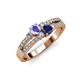 3 - Zaira Tanzanite and Blue Sapphire with Side Diamonds Split Shank Ring 