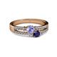 2 - Zaira Tanzanite and Blue Sapphire with Side Diamonds Split Shank Ring 