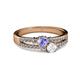 2 - Zaira Tanzanite and White Sapphire with Side Diamonds Split Shank Ring 