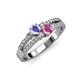 3 - Zaira Tanzanite and Pink Sapphire with Side Diamonds Split Shank Ring 