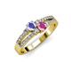 3 - Zaira Tanzanite and Pink Sapphire with Side Diamonds Split Shank Ring 