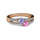 2 - Zaira Tanzanite and Pink Sapphire with Side Diamonds Split Shank Ring 