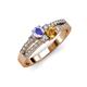 3 - Zaira Tanzanite and Citrine with Side Diamonds Split Shank Ring 