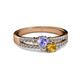 2 - Zaira Tanzanite and Citrine with Side Diamonds Split Shank Ring 