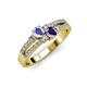 3 - Zaira Tanzanite and Iolite with Side Diamonds Split Shank Ring 