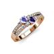 3 - Zaira Tanzanite and Iolite with Side Diamonds Split Shank Ring 