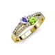 3 - Zaira Tanzanite and Peridot with Side Diamonds Split Shank Ring 