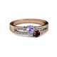 2 - Zaira Tanzanite and Red Garnet with Side Diamonds Split Shank Ring 