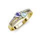 3 - Zaira Tanzanite and Aquamarine with Side Diamonds Split Shank Ring 