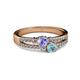 2 - Zaira Tanzanite and Aquamarine with Side Diamonds Split Shank Ring 