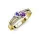 3 - Zaira Tanzanite and Amethyst with Side Diamonds Split Shank Ring 