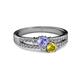 2 - Zaira Tanzanite and Yellow Sapphire with Side Diamonds Split Shank Ring 