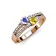 3 - Zaira Tanzanite and Yellow Sapphire with Side Diamonds Split Shank Ring 