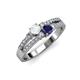 3 - Zaira White and Blue Sapphire with Side Diamonds Split Shank Ring 