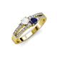 3 - Zaira White and Blue Sapphire with Side Diamonds Split Shank Ring 