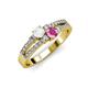 3 - Zaira White and Pink Sapphire with Side Diamonds Split Shank Ring 