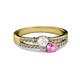 2 - Zaira White and Pink Sapphire with Side Diamonds Split Shank Ring 