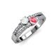3 - Zaira White Sapphire and Pink Tourmaline with Side Diamonds Split Shank Ring 