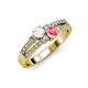 3 - Zaira White Sapphire and Pink Tourmaline with Side Diamonds Split Shank Ring 