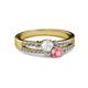 2 - Zaira White Sapphire and Pink Tourmaline with Side Diamonds Split Shank Ring 