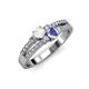 3 - Zaira White Sapphire and Tanzanite with Side Diamonds Split Shank Ring 