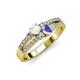 3 - Zaira White Sapphire and Tanzanite with Side Diamonds Split Shank Ring 