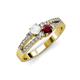 3 - Zaira White Sapphire and Ruby with Side Diamonds Split Shank Ring 