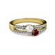 2 - Zaira White Sapphire and Ruby with Side Diamonds Split Shank Ring 