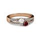2 - Zaira White Sapphire and Ruby with Side Diamonds Split Shank Ring 