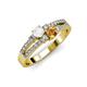 3 - Zaira White Sapphire and Citrine with Side Diamonds Split Shank Ring 