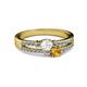 2 - Zaira White Sapphire and Citrine with Side Diamonds Split Shank Ring 