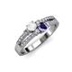 3 - Zaira White Sapphire and Iolite with Side Diamonds Split Shank Ring 