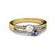 2 - Zaira White Sapphire and Iolite with Side Diamonds Split Shank Ring 