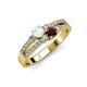 3 - Zaira White Sapphire and Red Garnet with Side Diamonds Split Shank Ring 