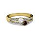 2 - Zaira White Sapphire and Red Garnet with Side Diamonds Split Shank Ring 