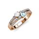 3 - Zaira White Sapphire and Aquamarine with Side Diamonds Split Shank Ring 